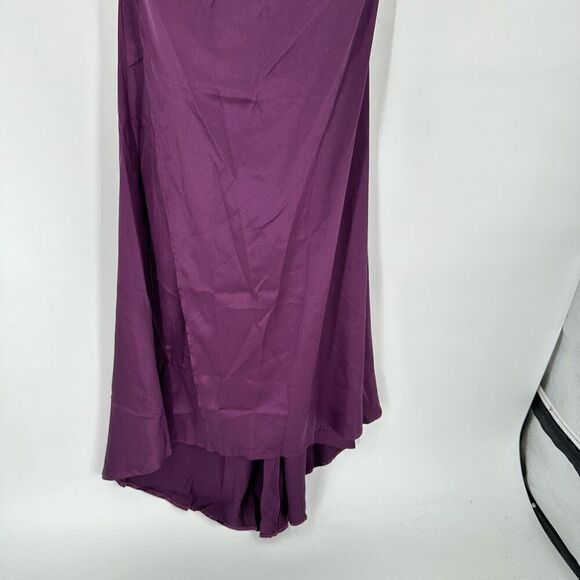 NWT Women's One Shoulder Tie Back Ruched Side Cocktail Maxi Dress Plum Size 14 - Picture 7 of 8
